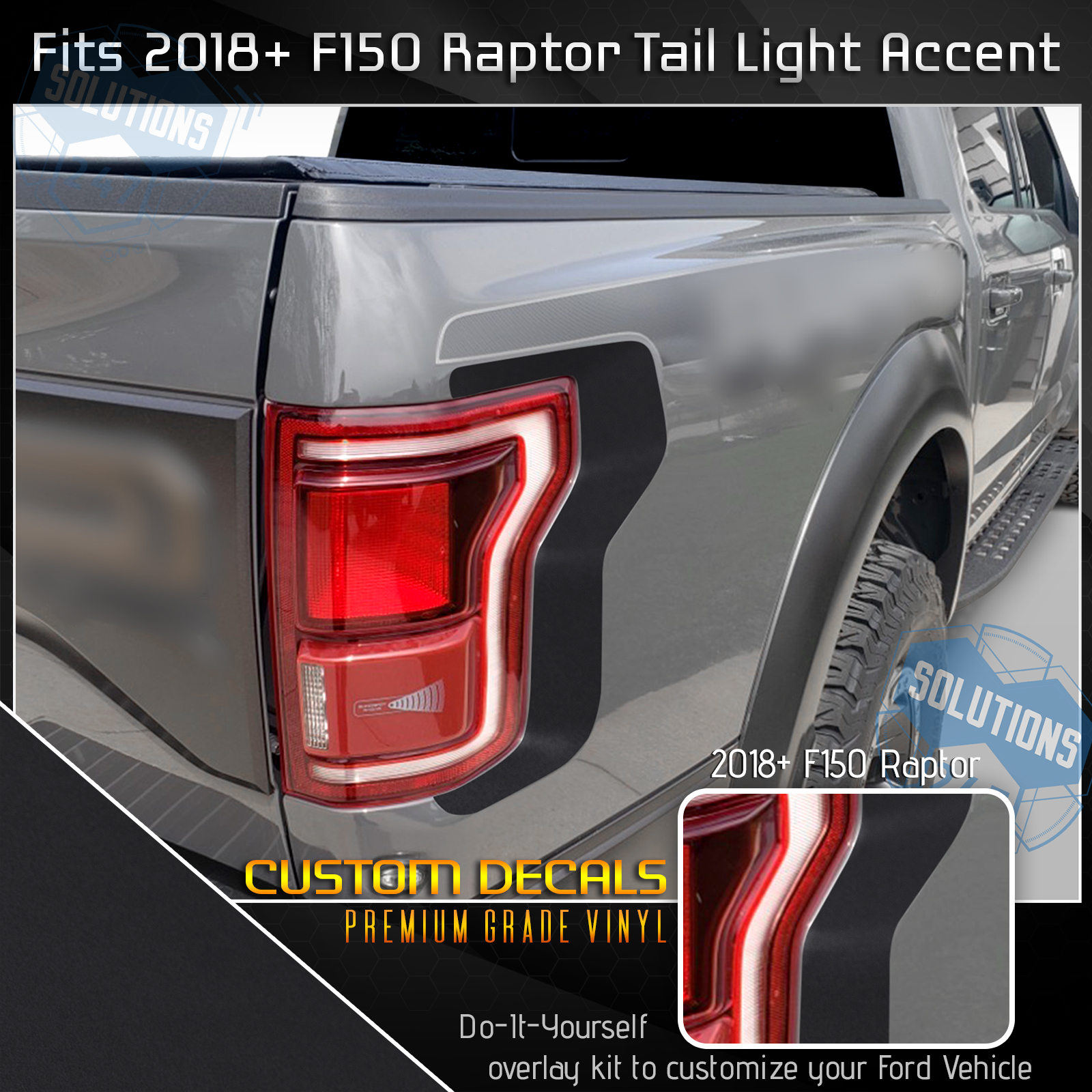 For 2018-2020 Ford Raptor F-150 Tail Lights Trim Accent Decals - Flat